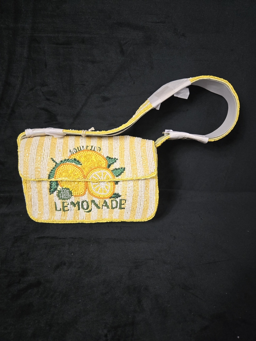 Sol and Mer Lemonade Beaded Shoulder Bag Yellow Citrus Summer Purse NWT